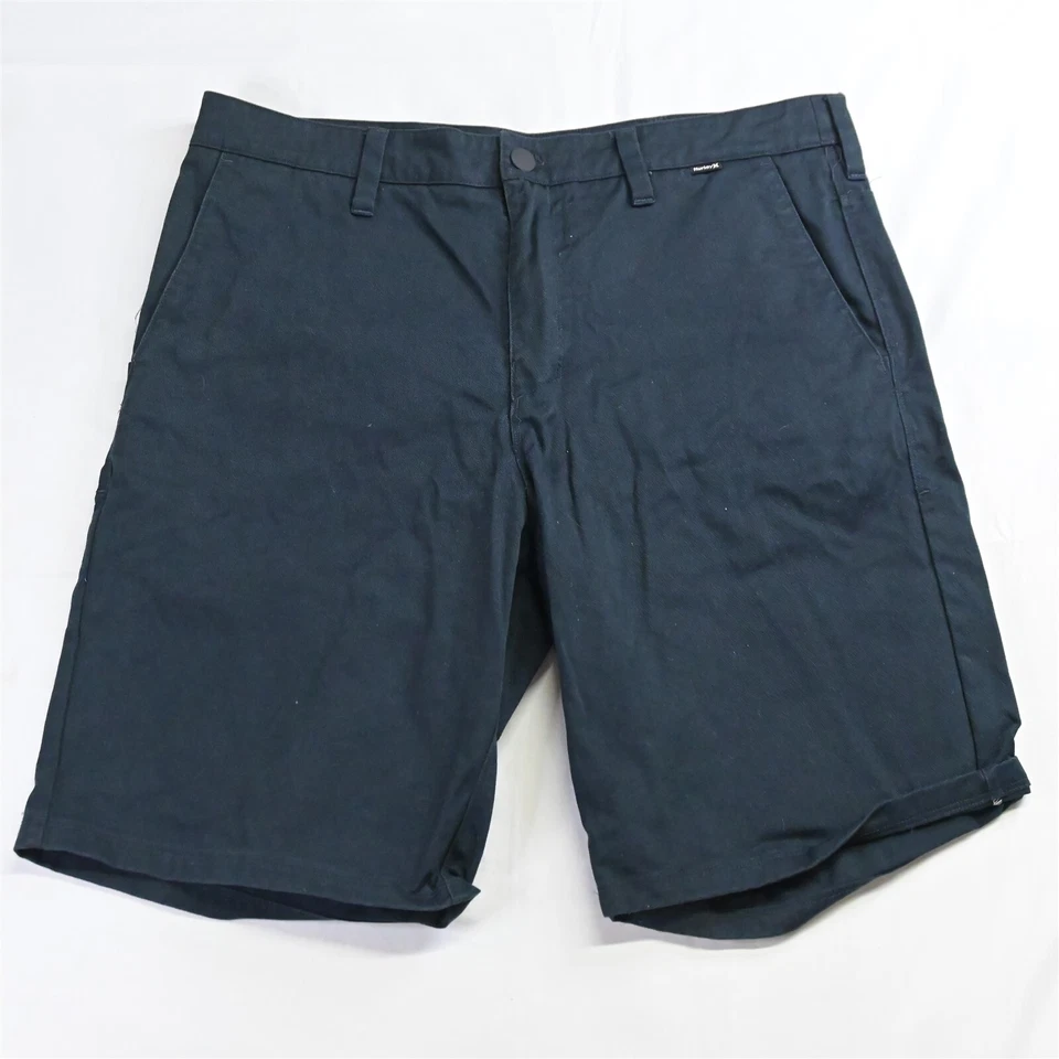 Pantalones cortos chinos Hurley 34 x 10" negros delanteros planos Foto 1 de 4