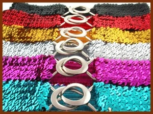 Women's Sequin Belt Sparkle Shimmering Elegance Various Colors - Picture 1 of 2