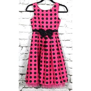 YOUNGLAND Girls Polka Dot Taffeta Crinoline Midi Dress Party Retro Barbie Sz 10 - Picture 1 of 6