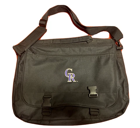 Colorado Rockies Black Laptop Messenger Bag - MLB Classic Logo Embroidered FB1 Cover