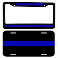 Thin Blue Line LFPartS Reflective Thin Blue Line dome insert badge for License plate 