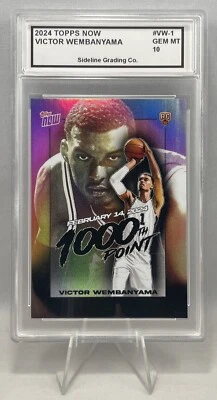 Victor Wembanyama Rookie Graded 10 Gem Mint 2024 Topps Now RC #VW1 Milestone - Image 1 of 3