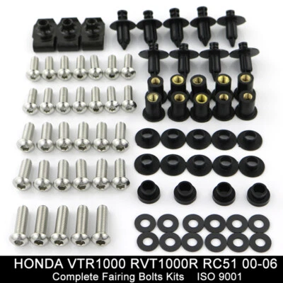 Kit completo de pernos de carenado carrocería tornillo apto para Honda VTR1000 RVT1000R RC51 00-06 Foto 1 de 4