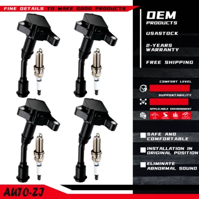 4X Ignition Coil + 4X Spark Plug OEM For 2014-2020 Ford Fusion Escape 1.5L UF735 Foto 1 de 4