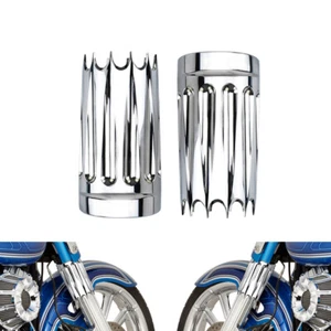 Chrome CNC Slider Fork Cover Fit For Harley Touring Electra Road Glide 1984-2023 - Picture 1 of 11