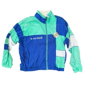 VINTAGE Le Coq Sportif Jacket Mens Large Blue Track Windbreaker Retro - Picture 1 of 6