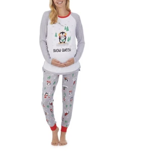 Cuddl Duds Jammie’s For Families Gray Penguin Pajama Set Size XS 2-4 Maternity - Picture 1 of 6