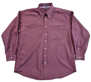 Tommy Hilfiger Shirt Men's 17 1/2 34/35 Red Holiday Tartan Long Sleeve Y2K EUC - Picture 1 of 15