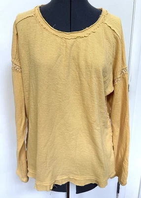 CATÁLOGO CASLON SUNDANCE TOP PUNTO AMARILLO MANGA LARGA RIBETE GANCHILLO BORDE DESHILACHADO L Foto 1 de 4