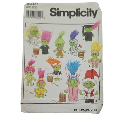 Simplicity 8207 Vintage Russ Ace Troll Doll Costumes Sewing Pattern Uncut - Image 1 of 4