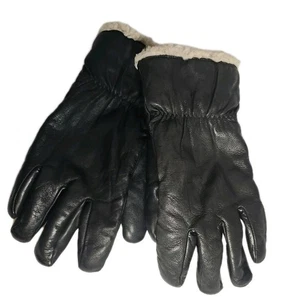 VTG Isotoner Aris 115 Men's Black Leather Sherpa Lined Warm Gloves  71628 Medium - Picture 1 of 4