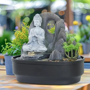 Indoor Tabletop Water Feature Zen Buddha Statue Fountain Outdoor Garden Fount... - Picture 1 of 7