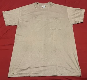 Camiseta vintage años 90 Hanes puntada única beige bolsillo talla L informal cómoda - Imagen 1 de 4