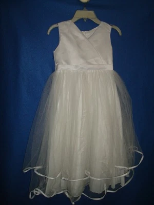 Kid's Dream Fancy White Dress, Sleeveless Voile - Wedding/Communion/Confirmation - Image 1 of 4