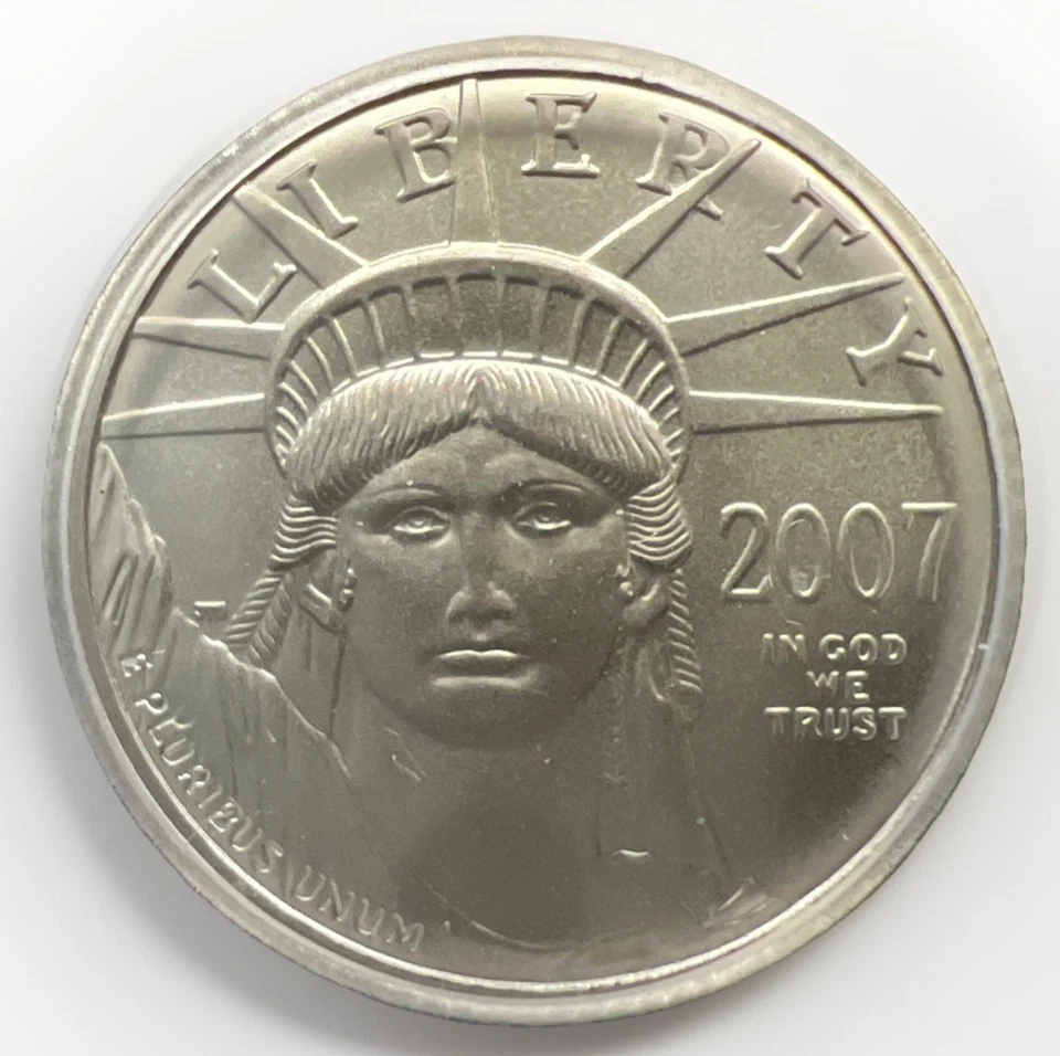 2007-W $10 1/10 oz BURNISHED PLATINUM EAGLE MS70 MS 70 SATIN FINISH - Image 1 of 4