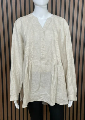 Blusa túnica Coldwater Creek para mujer 100 % lino viaje ligera boho Foto 1 de 4