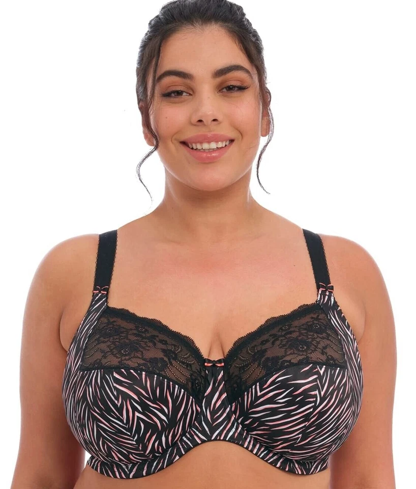 Elomi Morgan UW Bra w/Underband EL4110 UK Sizes DD-HH Serengeti Print Black NWT - Image 1 of 4