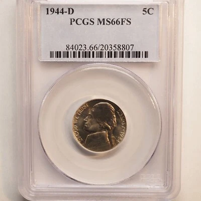 1944 *D* JEFFERSON SILVER NICKEL  PCGS MS66FS  **NICE COIN**FREE SHIPPING* G1153 - Image 1 of 4