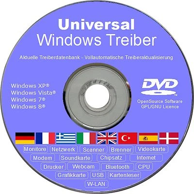 NEU bei eBay: UNIVERSAL Treiber DVD CD für Windows 8 7 Vista XP Brenner Drucker - Bild 1 von 2