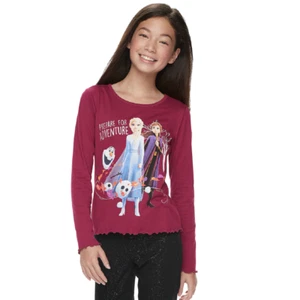 Disney's Girls Size Medium Frozen 2 Girls Lettuce Edge Graphic Tee Retail $28 - Picture 1 of 4