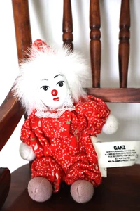 Muñeca Payaso Cabeza Porcelana 6" TOTALMENTE con Cuerpo Relleno de Arena Esmalte Alto Brillo - Imagen 1 de 6