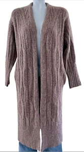 NEW EXPRESS HEATHER BROWN CABLE KNIT DUSTER CARDIGAN SWEATER SIZE XS - Picture 1 of 3