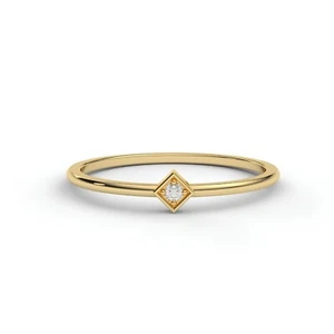 Solitär abgerundeter Band Lab Grown Diamant Verlobungsring in 14k Gelbgold - Bild 1 von 6