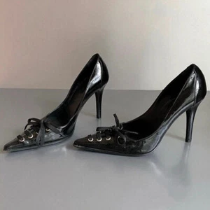 Zapatos de salón para mujer estilo gótico vendaje lazo punta tacón alto ajustados para fiesta - Imagen 1 de 7