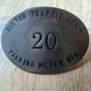 Vintage Rare Boston Traffic Comm. 20 Parking Meter Div. Screw Back Badge - Picture 1 of 11