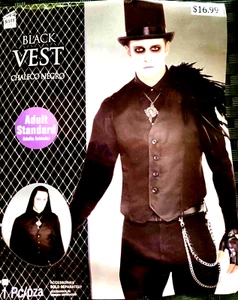 Black Vest Gothic Vampire Count Halloween Adult Costume Cosplay Standard Sz NEW - Picture 1 of 3