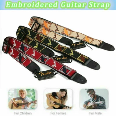 Hot Embroidered Guitar Strap Fender Straps Electric Acoustic Guitar Bass Ukulele - image 1 of 4