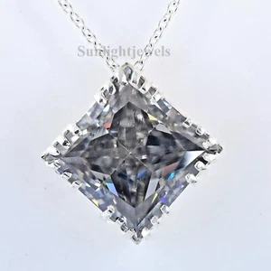 RARE 21.60 Ct Certified Gray Treated Diamond Pendant 925 Silver Great Shine - Picture 1 of 8