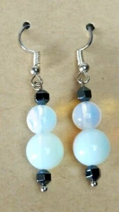 Pendientes colgantes de hematita facetados con piedra lunar arco iris acero quirúrgico 820cb15 - Imagen 1 de 1