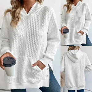 Women V-Neck Pocket Hoodies Sweatshirt Jumper Ladies Long Sleeve Tops Pullover - Picture 1 of 9