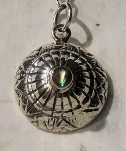 🌞 Sterling Silber Halskette mit rundem Anhänger & Labradorit Edelstein ~ 18" ~ 925 - Bild 1 von 12