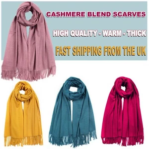 Cashmere Blend Wool Soft Shawl Thick Luxury Pashmina Style Wrap Scarf for Women - Picture 1 of 8