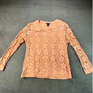 Adrianna Papell Top Womens Orange Coral Floral Lace Embroidered Shirt Blouse XL - Picture 1 of 7