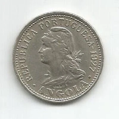 ANGOLA PORTUGAL 20 CENTAVOS (IIII MACUTAS) 1927 - Image 1 of 2