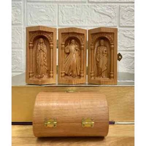 Our Lady of Lourdes Virgin Mary - Christ Divine Mercy - Saint Joseph 4" Statue - Picture 1 of 4