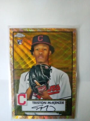 Triston McKenzie 2021 Topps Platinum GOLD WAVE Refractor RC#8 SSP 14/50 - Image 1 of 3