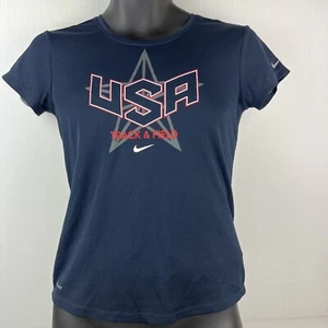 Nike Running Dri-Fit USA Track & Field Graphic T-Shirt Youth M Navy Blue/Red - Picture 1 of 9