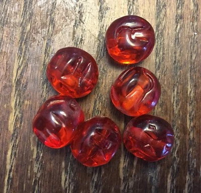 Lote de cuentas de lucite redondeadas textura dentada whisky naranja envejecido alemán vintage Foto 1 de 4