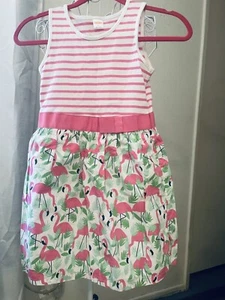 Girls Gymboree Dress Summer Dress Hawaiian Dress Size 8 Flamingos Palm Trees - Picture 1 of 4