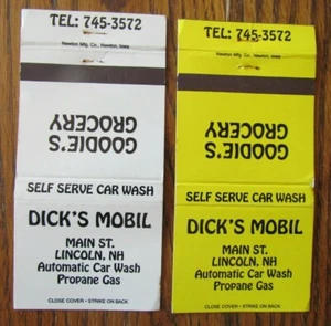 DICK'S MOBIL GAS STATION MATCHBOOK MATCHCOVERS: LINCOLN, NEW HAMPSHIRE -E15 - Picture 1 of 1