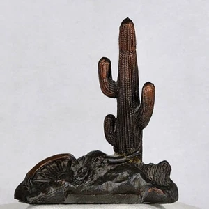Henry Van Wolf 4" Saguaro Wagon Wheel & Steer Skull Bronze signiert Figur - Bild 1 von 15