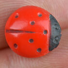 Vintage Red Glass Kiddie Goofie Realistic Sewing Button Ladybug 1/2"