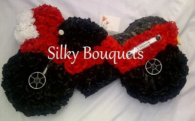 SILKY BOUQUETS LTD. Bike Artificial Silk Funeral Flower Tribute BMX Memorial Wreath Personalised