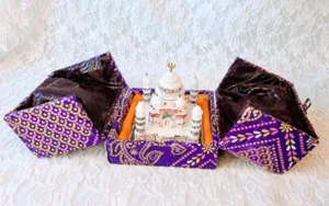 TAJ MAHAL Soapstone Statue in Silk Box RARE Mosque Temple Souvenir India GIFT - Picture 1 of 5