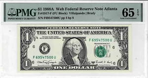 1988A Federal Reserve 'WEB' note-fr.1917-F(Atlanta-Run11 FU Block)4/8-PMG 65 EPQ - Picture 1 of 6