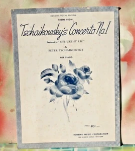Tschaikowsky's Concerto No. 1 Sheet Music for Piano, 1941 FREE SHIP! - Picture 1 of 5